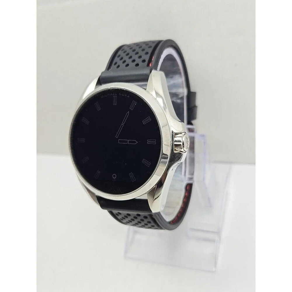 Michael Kors Access Bradshaw MKT5000 DW2C Silver Smartwatch Black Silicone Band